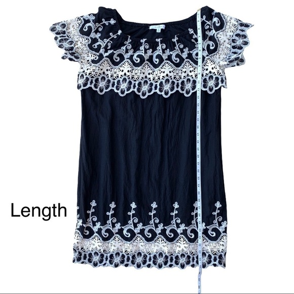 Fever Black Embroidered Ruffle off the Shoulder Dress Size Small Boho - Picture 12 of 15
